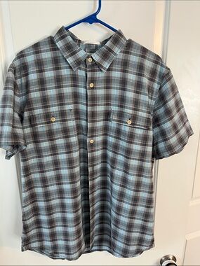 Lucky Brand Men's Short-Sleeve Plaid Button-Down in Light Blue and Gray